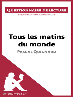 cover image of Tous les matins du monde de Pascal Quignard